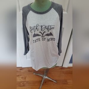 Next Level Apparel Gray and White Long Sleeve Tee
